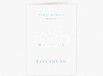 Klick: Details zu Einladungskarte Hochzeit "Infinity" anzeigen Einladungskarte Hochzeit Infinity A6 Klappkarte hoch tuerkis