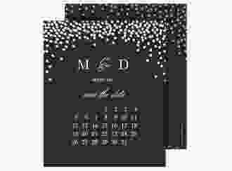 Save the Date-Kalenderblatt Glitter Kalenderblatt-Karte schwarz
