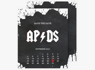 Klick: Details zu Save the Date-Kalenderblatt "Hardrock" anzeigen Save the Date-Kalenderblatt Hardrock Kalenderblatt-Karte schwarz für Rockband-Fans