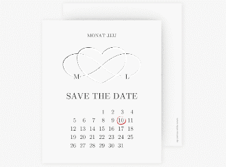 Save the Date-Kalenderblatt Infinity Kalenderblatt-Karte schwarz