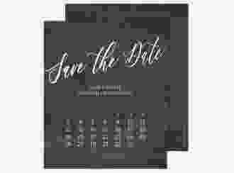 Save the Date-Kalenderblatt "Chalkboard" Kalenderblatt-Karte schwarz mit Folie