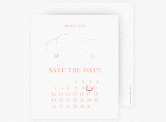Klick: Details zu Save the Date-Kalenderblatt "Infinity" anzeigen Save the Date-Kalenderblatt Infinity Kalenderblatt-Karte apricot