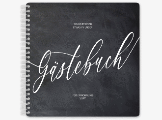 Gästebuch Ferienwohnung Loft Ringbindung schwarz in modernem Industrial-Design