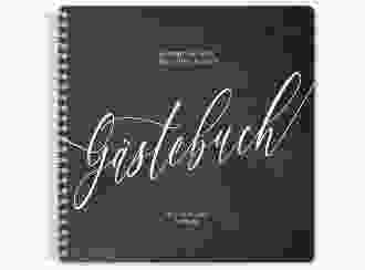 Gästebuch Hochzeit Chalkboard Ringbindung schwarz