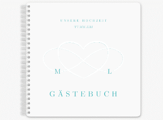 Klick: Details zu Gästebuch Hochzeit "Infinity" anzeigen Gästebuch Hochzeit Infinity Ringbindung tuerkis