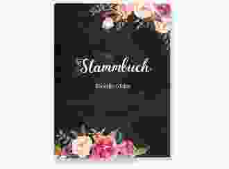 Stammbuch A5 Flowers Stammbuch A5 schwarz mit bunten Aquarell-Blumen