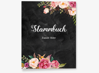 Klick: Details zu Stammbuch A4 "Flowers" anzeigen Stammbuch A4 Flowers Stammbuch A4 schwarz mit bunten Aquarell-Blumen