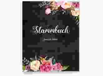 Stammbuch A4 Flowers Stammbuch A4 schwarz mit bunten Aquarell-Blumen