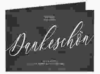 Danksagungskarte Hochzeit "Chalkboard" DIN A6 Klappkarte quer schwarz mit Folie