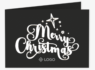 Klick: Details zu Geschäftliche Weihnachtskarte "Merry Christmas" anzeigen Geschäftliche Weihnachtskarte Merry Christmas A6 Klappkarte quer schwarz