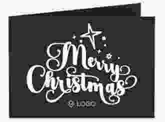Geschäftliche Weihnachtskarte Merry Christmas A6 Klappkarte quer schwarz