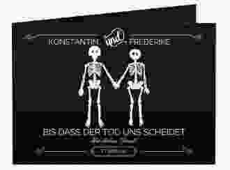 Danksagungskarte Hochzeit Bones A6 Klappkarte quer schwarz
