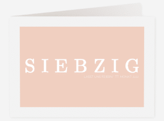 Einladung 70. Geburtstag Schlicht A6 Klappkarte quer apricot