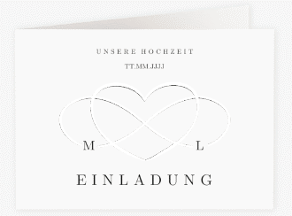 Hochzeitseinladung Infinity A6 Klappkarte quer schwarz
