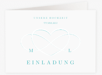 Klick: Details zu Hochzeitseinladung "Infinity" anzeigen Hochzeitseinladung Infinity A6 Klappkarte quer tuerkis