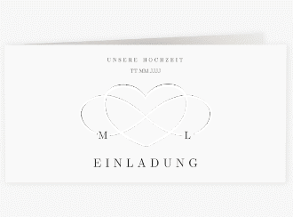 Hochzeitseinladung Infinity lange Klappkarte quer schwarz