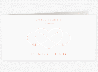 Klick: Details zu Hochzeitseinladung "Infinity" anzeigen Hochzeitseinladung Infinity lange Klappkarte quer apricot