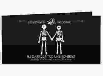 Hochzeitseinladung Bones lange Klappkarte quer schwarz