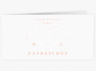 Klick: Details zu Dankeskarte Hochzeit "Infinity" anzeigen Dankeskarte Hochzeit Infinity lange Klappkarte quer apricot