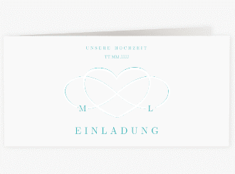 Klick: Details zu Hochzeitseinladung "Infinity" anzeigen Hochzeitseinladung Infinity lange Klappkarte quer tuerkis