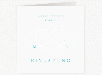 Klick: Details zu Hochzeitseinladung "Infinity" anzeigen Hochzeitseinladung Infinity quadr. Klappkarte tuerkis