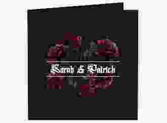 Hochzeitseinladung Gothic Rose quadr. Klappkarte schwarz