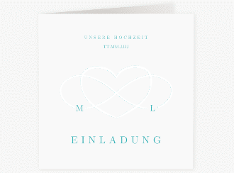 Klick: Details zu Hochzeitseinladung "Infinity" anzeigen Hochzeitseinladung Infinity quadr. Klappkarte tuerkis