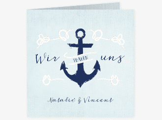 Hochzeitseinladung Anker quadr. Klappkarte tuerkis