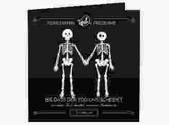 Hochzeitseinladung "Bones" quadratische Klappkarte schwarz