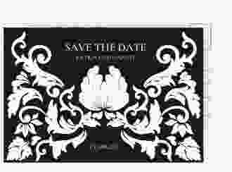 Save the Date-Postkarte Royal A6 Postkarte schwarz mit barockem Blumen-Ornament