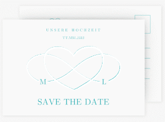 Klick: Details zu Save the Date-Postkarte "Infinity" anzeigen Save the Date-Postkarte Infinity A6 Postkarte tuerkis