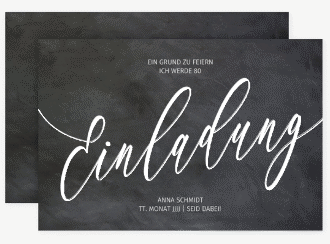 Klick: Details zu Einladung 80. Geburtstag "Board" anzeigen Einladung 80. Geburtstag Board A6 Karte quer schwarz