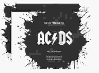 Save the Date-Karte Hardrock A6 Karte quer schwarz für Rockband-Fans