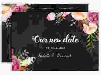 Change the Date-Karte Flowers A6 Karte quer schwarz mit bunten Aquarell-Blumen