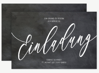 Einladung 50. Geburtstag Board A6 Karte quer schwarz