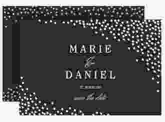 Save the Date-Karte Glitter A6 Karte quer schwarz