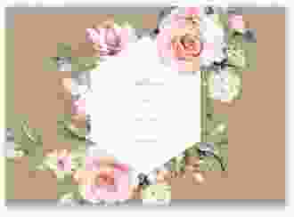 Gästebuch A4 quer Graceful A4 quer, Hardcover Kraftpapier mit Rosenblüten in Rosa und Weiß