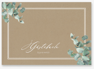 Klick: Details zu Gästebuch A4 quer "Eucalypt" anzeigen Gästebuch A4 quer Eucalypt A4 quer, Hardcover Kraftpapier mit Eukalyptus und edlem Rahmen