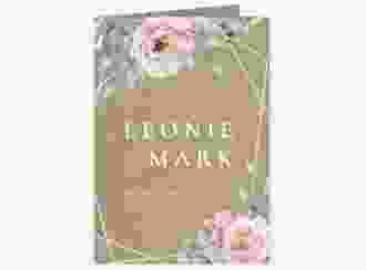 Einladungskarte Hochzeit Perfection A6 Klappkarte hoch Kraftpapier mit rosa Rosen