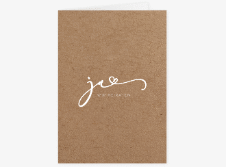 Hochzeitseinladung Jawort A6 Klappkarte hoch Kraftpapier modern minimalistisch mit veredelter Aufschrift