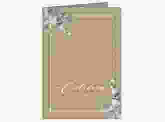 Einladungskarte Hochzeit Eucalypt A6 Klappkarte hoch Kraftpapier mit Eukalyptus und edlem Rahmen