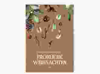Geschäftliche Weihnachtskarte Weihnachtsgrüße A6 Klappkarte hoch Kraftpapier mit modernem Pflanzen-Dekor