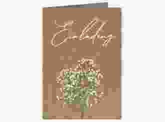 Einladungskarte Hochzeit Schleierkraut A6 Klappkarte hoch Kraftpapier