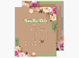 Save the Date-Kalenderblatt Flowers Kalenderblatt-Karte Kraftpapier mit bunten Aquarell-Blumen