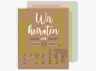 Save the Date-Kalenderblatt Noble Kalenderblatt-Karte Kraftpapier mit elegantem Schriftzug