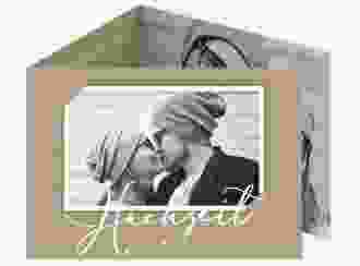 Hochzeitseinladung Crafty A6 Doppel-Klappkarte Kraftpapier mit Schwarzweiß-Foto