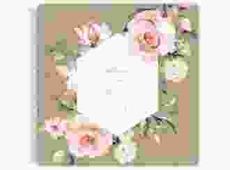 Gästebuch Hochzeit Graceful Ringbindung Kraftpapier mit Rosenblüten in Rosa und Weiß