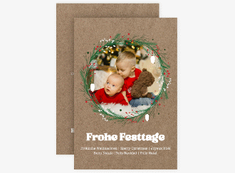 Weihnachtskarte Adventskranz A6 Karte hoch Kraftpapier