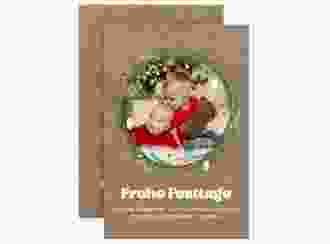Weihnachtskarte Adventskranz A6 Karte hoch Kraftpapier