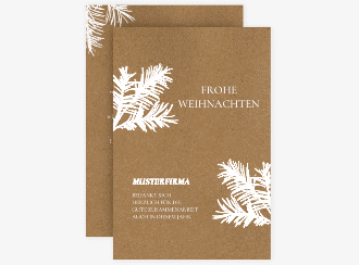 Klick: Details zu Business-Weihnachtskarte "Tannenkraft" anzeigen Business-Weihnachtskarte Tannenkraft A6 Karte hoch Kraftpapier mit edlem Tannenzweig-Dekor